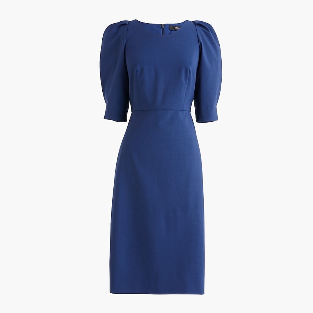 J. Crew Puff-Sleeve Wool Sheath Dress